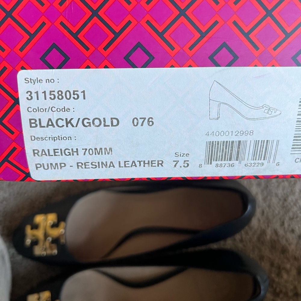 Tory Burch Black and Gold Heels